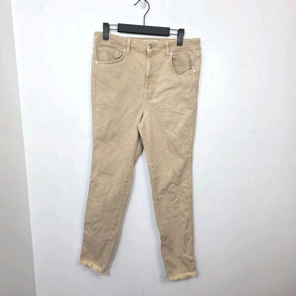 We The Free Tan Skinny High Rise Raw Hem Casual Neutral Ankle Jeans Size 30 - Picture 1 of 6